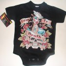 Black punky tattoo style sailor girl onesie or tee