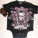 NEW BLACK PUNKY GOTHIC STYLE ONESIE OR TODDLER TEEO OF BUTTERFLY WITH WORDING "WILD CHILD"