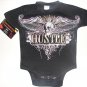 NEW BLACK PUNKY TATTOO STYLE ONESIE OR TODDLER TEE OF A SKULL WITH WINGS "HUSTLE"