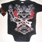 NEW BLACK TATTOO STYLE ONESIE OR TODDLER TEE OF SKULLS, ROSES AND GUITARS "ROCK n ROLL"