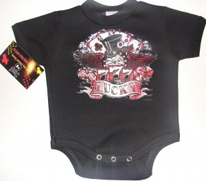 NEW BLACK PUNKY ROCKABILLY STYLE "LUCKY 777" WINGS