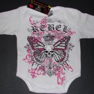 NEW WHITE LONG SLEEVE PUNKY GOTHIC STYLE BUTTERFLY SKULL WITH WORDING "REBEL"