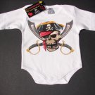 NEW WHITE LONG SLEEVE PUNKY STYLE ONESIE OF A JOLLY PIRATE