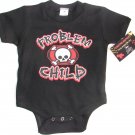 NEW BLACK ONESIE OR TODDLER TEE OF CROSSED BONES "PROBLEM CHILD"