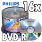 50 Pack Philips 16X 4.7GB DVD-R Blank Disc Media