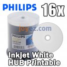 100 PK PHILIPS 16X White Inkjet HUB Printable DVD-R Disc