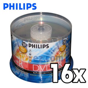 250 Pack Philips 16X 4.7GB DVD+R Blank Disc Media