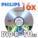 10 Pack Philips 16X 4.7GB DVD-R Blank Disc Media, Buy only what you need.