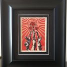 Shepard Fairey Obey Giant "Guns and Roses" Framed Lithograph Art Card Shepard Fairey Obey Giant "Guns and Roses" Framed Lithograph Art Card