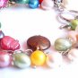 Multi Color Pearl Necklace and Bracelet Set
