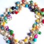 Multi Color Pearl Necklace and Bracelet Set
