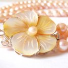 Three Strand Freshwater Peach Pearl Necklace