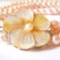 Three Strand Freshwater Peach Pearl Necklace