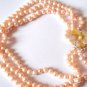 Three Strand Freshwater Peach Pearl Necklace