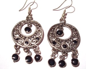 Bollywood Inspired Earrings in Black and Silver