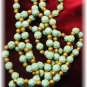 47" necklace blue green roses with gold beads