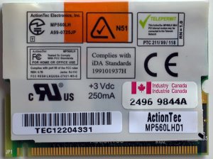 DELL INSPIRON 8100 56K MODEM ACTIONTEC 06158U MP560LHD1