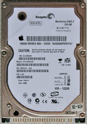 GENUINE APPLE MAC 100GB iBOOK POWERBOOK PISMO HARD DRIVE 2.5" 9.5MM
