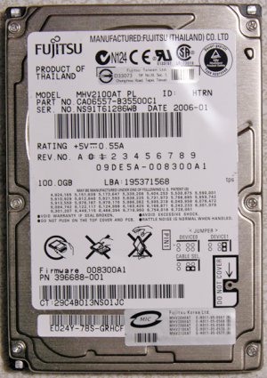 HP PAVILION DV5000 DV5100 NX9600 100GB HD HARD DRIVE IED 396688-001