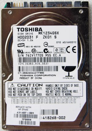 HP PAVILION DV2000 DV6000 DV6500 120GB HD HARD DRIVE 431407-001
