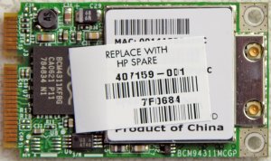HP PAVILION DV2000 DV6000 DV9000 MINI PCI WIFI CARD 407159-001
