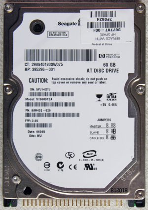 HP COMPAQ SEAGATE 60GB IDE LAPTOP HD HARD DRIVE 395296 367787