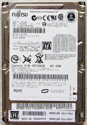 OEM IBM THINKPAD LENOVO R60 T40 X31 60GB HD HARD DRIVE 39T2639