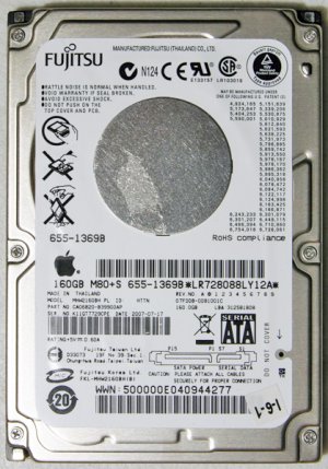OEM APPLE MACBOOK / PRO 160GB HD HARD DRIVE 655-1369B