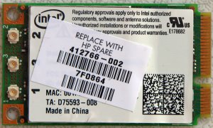 HP DV6000 DV6500 DV6700 MINI PCIe WIFI CARD 412766 -002