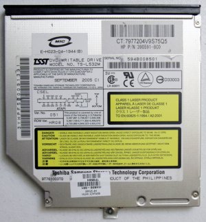 HP PAVILION DV1000 SERIES DVD&Acirc;&plusmn;RW MULTI BURNER  DRIVE TS-L532M 394830 / 390591