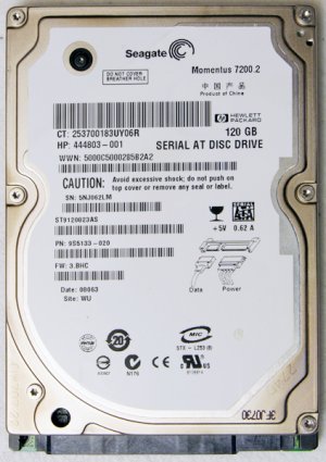 HP COMPAQ 8510P 120GB SEAGATE LAPTOP HD HARD DRIVE 7200RPM 444803-001