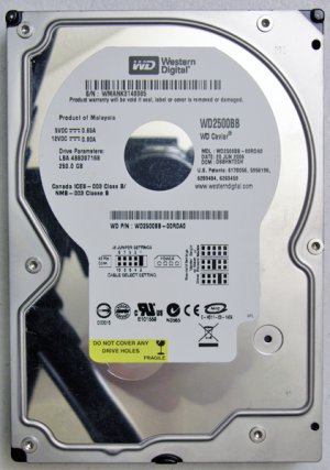 WESTERN DIGITAL CAVIAR 250GB IDE HD HARD DRIVE WD2500BB WD CAVIAR 7200RPM 3.5"