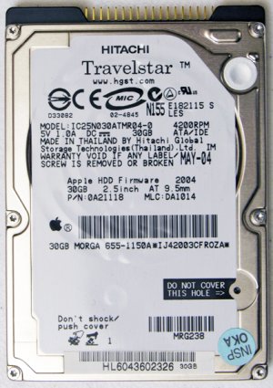 APPLE MAC iBOOK POWERBOOK PISMO HITACHI 30GB HD HARD DRIVE 2.5" IC25N030ATMR04