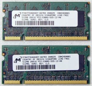 OEM MAC APPLE MACBOOK PRO 13" 15" 17" 1GB (2x 512MB) RAM PC2-5300S MT8HTF646HDY
