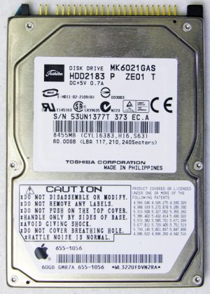 GENUINE OEM APPLE MAC iBOOK POWERBOOK PISMO 60GB HD HDD HARD DRIVE 2.5" 9.5MM