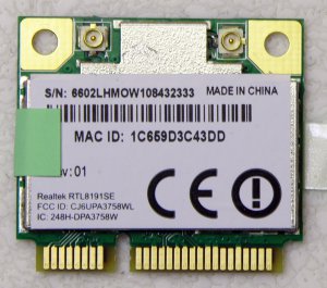 OEM TOSHIBA A655 A665D MINI PCI WIFI WIRELESS CARD K000102930 PA3758U RTL8191SE