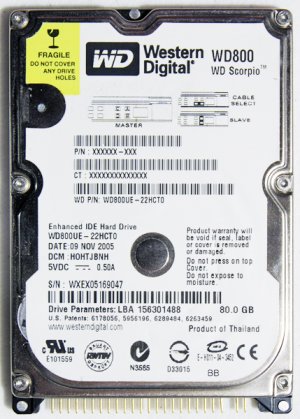 IBM THINKPAD X30 X31 X32 80GB WESTERN DIGITAL WD800 HD HARD DRIVE WD800UE