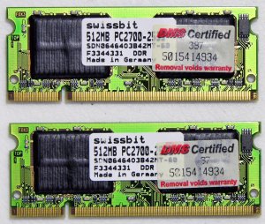 OEM IBM THINKPAD X31 X31 1GB (512MBX2) RAM LAPTOP PC2700 DDR 20R1499 31P9833