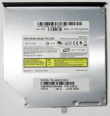 OEM DELL INSPIRON E1505 E1705 1720 XPS 2 M1710 DVD/RW DRIVE TS-L632 UJ368 0UJ368