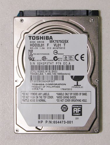 GENUINE OEM HP PAVILION M6 SERIES 750GB HD HARD DRIVE 654473 634250 MK7575GSX