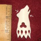 Bone Pendant Wolf & Wolf Paw Polished  2.5" x 1.25"