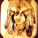 Native American Woodburning Art The Hunter 9x11" Native American Woodburning Art The Hunter 9x11"