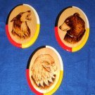 Wolf Bear Eagle Native American Woodburning Art 3 pc set Wolf Bear Eagle Native American Woodburning Art 3 pc set