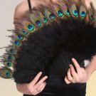 Feather Fan with Peacock Eyes 15"x27" Black