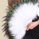 Feather Fan with Peacock Eyes 15"x27" White