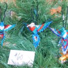3 Hummingbird Christmas Ornaments Hand Beaded Fair Trade #60
