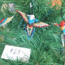 3 Hummingbird Christmas Ornaments Hand Beaded Fair Trade #63 3 Hummingbird Christmas Ornaments Hand Beaded Fair Trade #63
