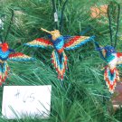 3 Hummingbird Christmas Ornaments Hand Beaded Fair Trade #65
