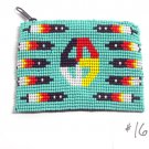 Coin Purse Beaded Medicine Wheel & feathers Lined Zips close Fair trade #16