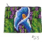 Coin Purse Beaded Floral Design Cloth Lined Zips close Fair trade #23